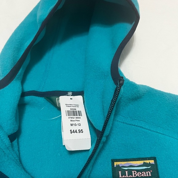 L.L. Bean Jacket Girls M -10-12 Blue Mountain Classic Fleece Hooded Full Zip - Picture 7 of 14